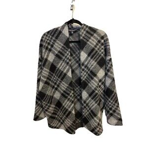 Linea Domani Limited Collection Women Small Black Gray 50% Wool Cardigan Cottage